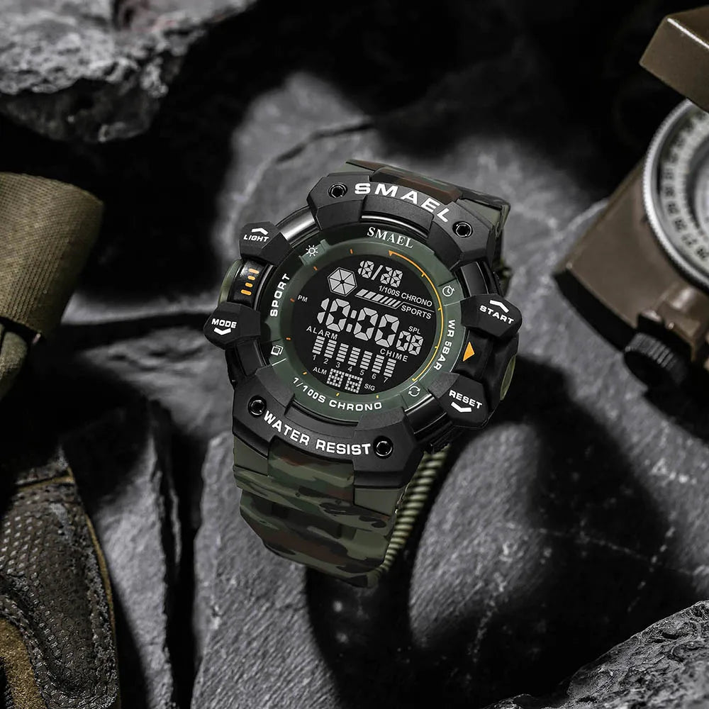 Smael relógio digital led esportes relógios de pulso 50m à prova dwaterproof água led cronômetro 8050 mc relógios digital grande dail relógio alarme