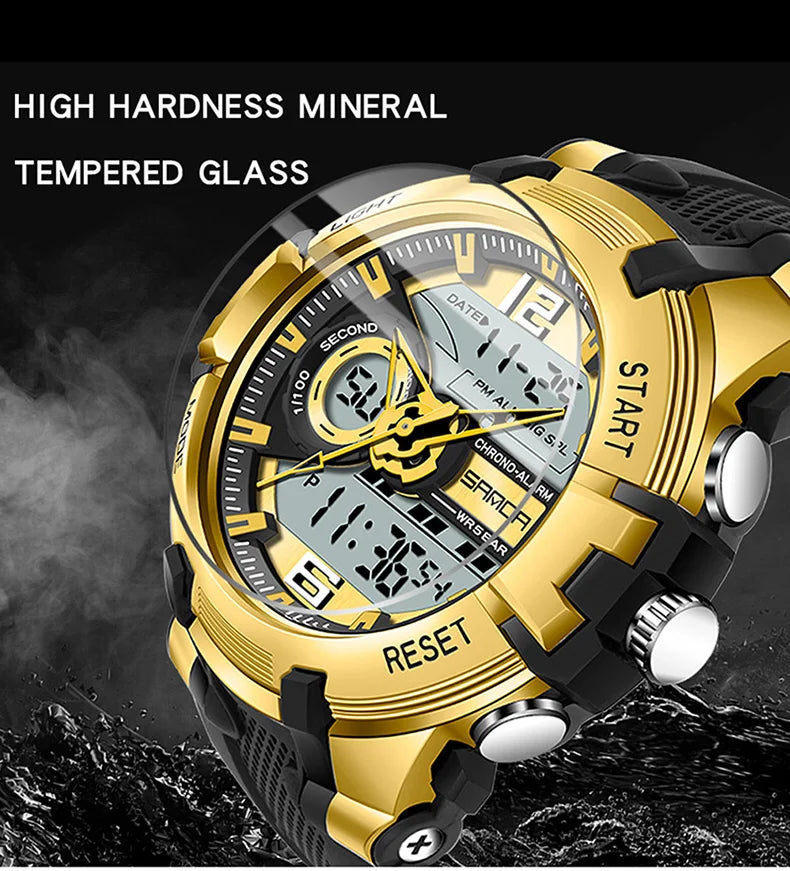 Relógio militar dos homens Sanda, g estilo, marca, esportes, led, digital, 50m, à prova d'água, s choque, para homens