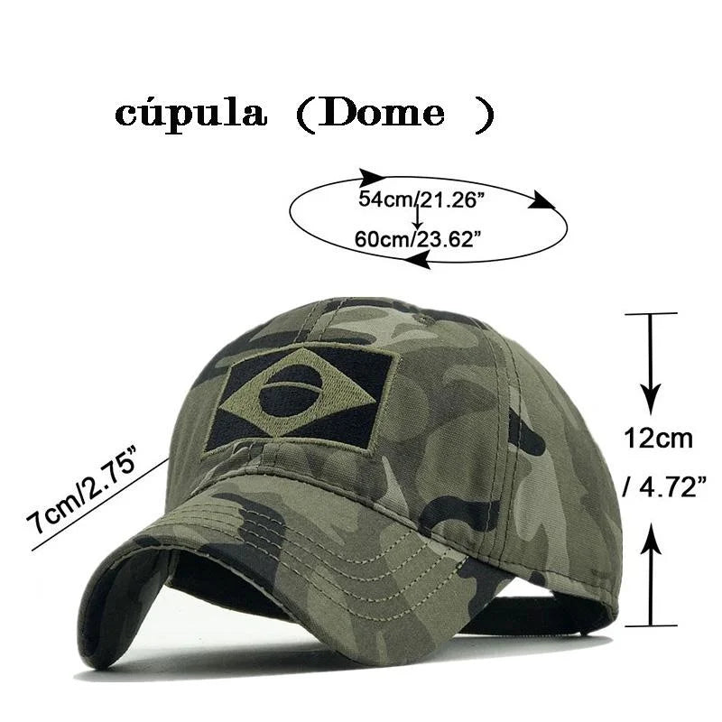 Boné de beisebol bordado masculino impressão bandeira brasileira/casual esportes tático chapéu camuflagem chapéu caminhadas chapéu de pesca
