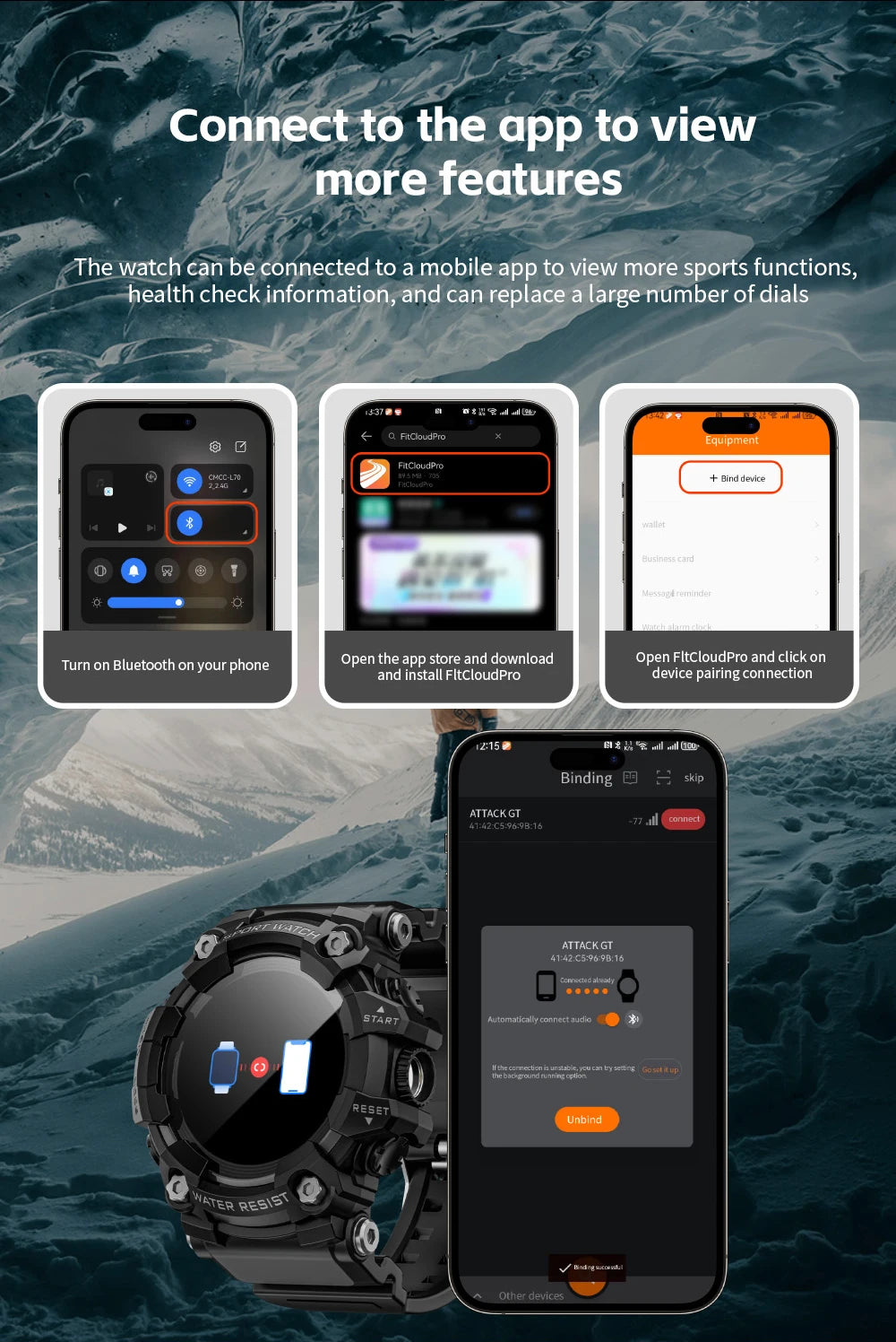 Lokmat ATTACK-GT atualização esporte relógio inteligente à prova dwaterproof água bluetooth chamadas robustos smartwatches lanterna rastreador de fitness para o telefone