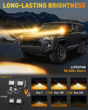 Naoevo 4 Polegada 2 pçs led pod luzes ponto inundação combo led nevoeiro condução 4x4 fora da estrada luzes de trabalho para caminhão barco atv utv jeep