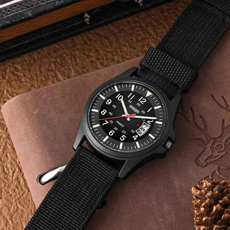 Relógio de pulso quartzo militar masculino, Nylon relógios de luxo, Calendário Data Watch, Moda, 2023