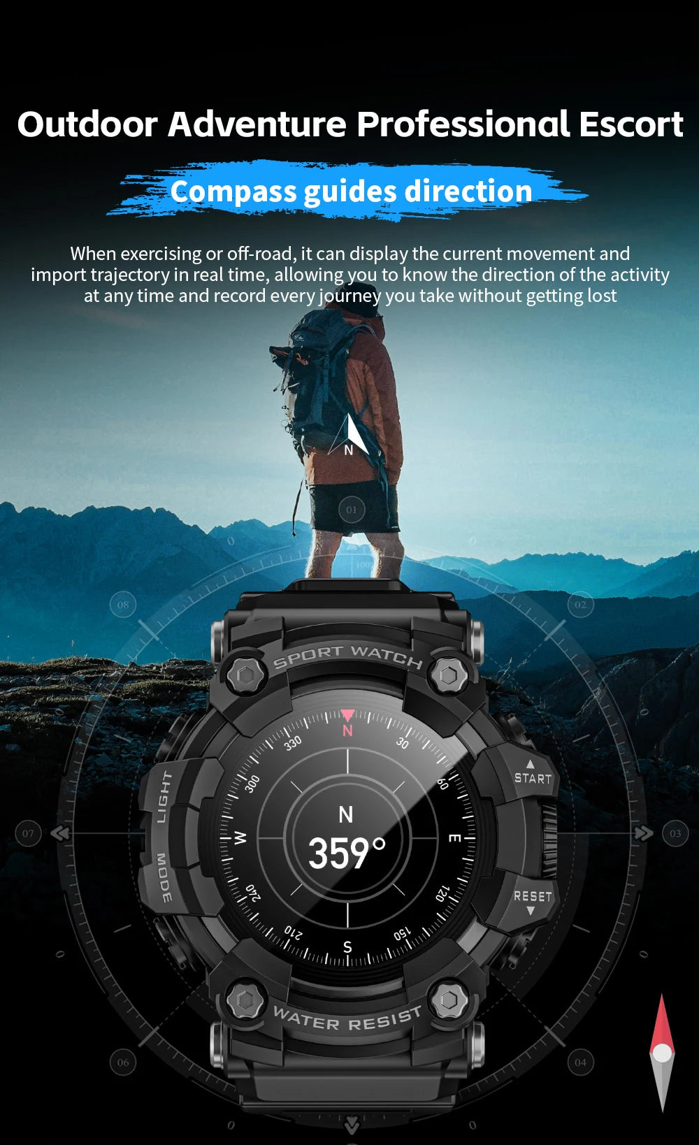Lokmat ATTACK-GT atualização esporte relógio inteligente à prova dwaterproof água bluetooth chamadas robustos smartwatches lanterna rastreador de fitness para o telefone