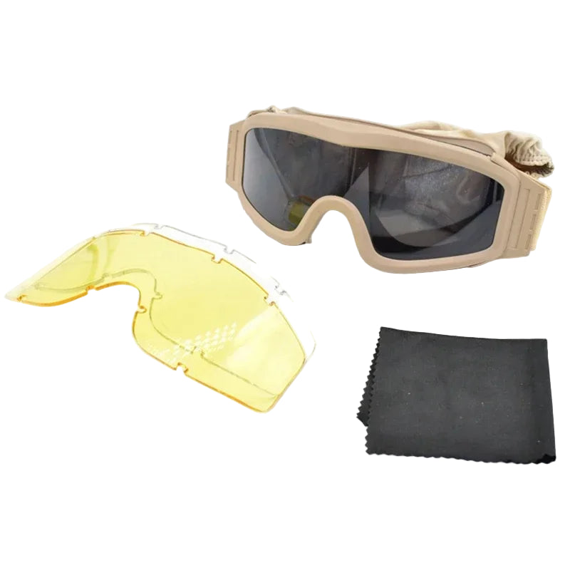 Óculos táticos com 3 lentes, óculos de combate, airsoft, paintball, proteção ocular para cs wargame, motocicleta, caminhadas