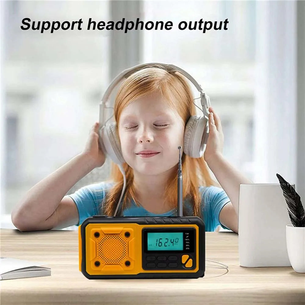 4000mah portátil de emergência rádio energia solar manivela carregamento am/fm rádio meteorológico led leitura lanterna banco carregador telefone
