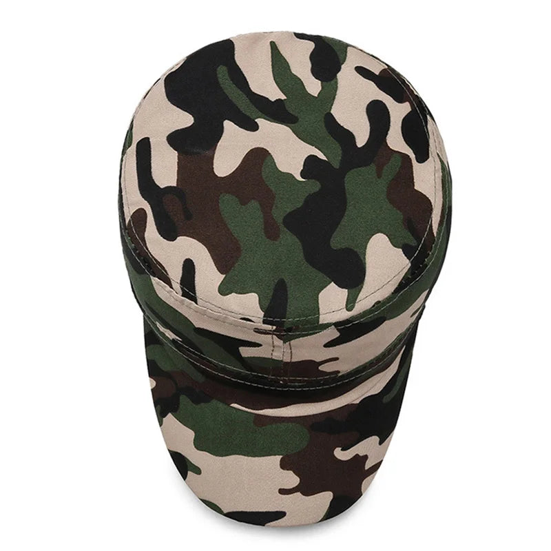 Chapéus camuflados vintage bonés de beisebol de topo plano para homens chapéus esportivos ao ar livre cadetes protetor solar chapéus