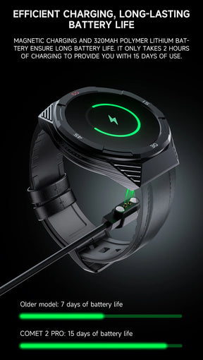 Lokmat-cometa 2 pro relógio inteligente, à prova d'água, com bluetooth, rastreador de fitness, freqüência cardíaca, mensagem, por telefone