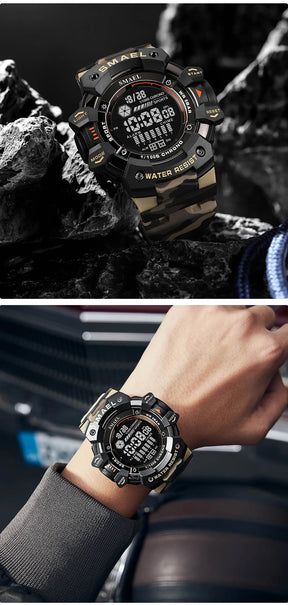 Smael relógio digital militar led esportes relógios de pulso 50m à prova dwaterproof água led cronômetro 8050 relógios do exército digital grande dail relógio alarme