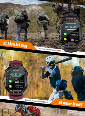 Lokmat oceano 3 pro esporte relógio inteligente robusto fitness à prova dwaterproof água smartwatches monitor de freqüência cardíaca relógio tela toque completo