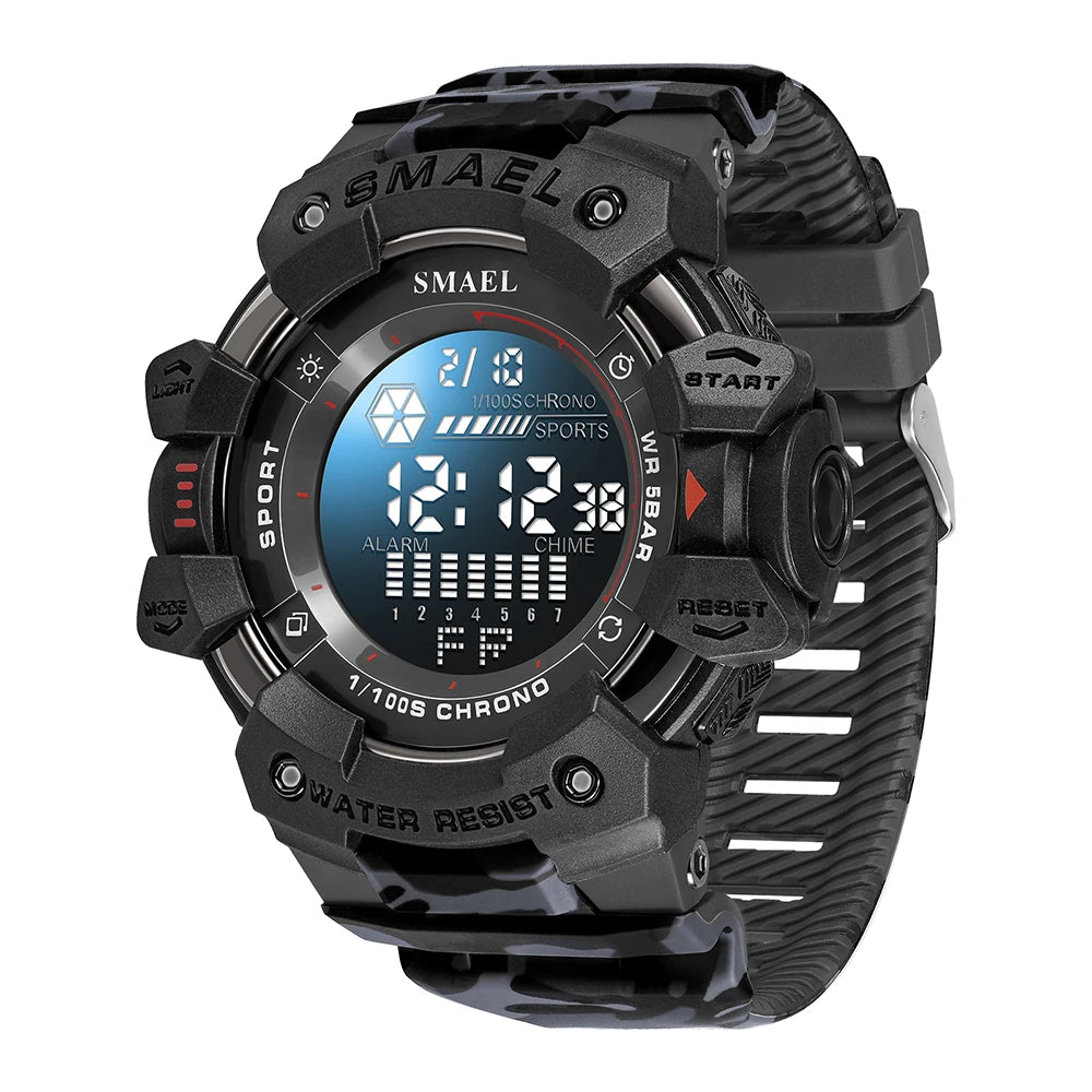 Smael relógio digital militar led esportes relógios de pulso 50m à prova dwaterproof água led cronômetro 8050 relógios do exército digital grande dail relógio alarme