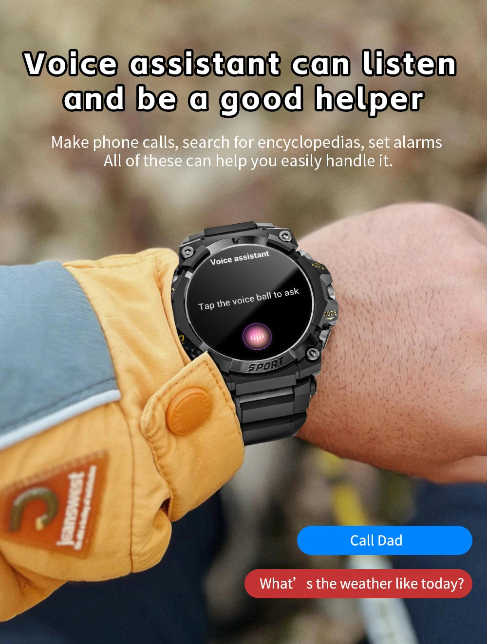 Lokmat novo ataque 3 pro robusto relógio inteligente bluetooth chamadas rastreador de fitness lanterna mensagem push monitor freqüência cardíaca para o telefone