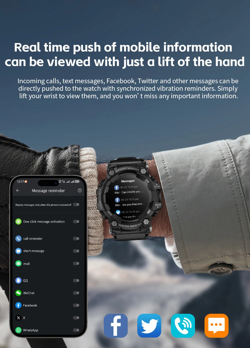 Lokmat ATTACK-GT atualização esporte relógio inteligente à prova dwaterproof água bluetooth chamadas robustos smartwatches lanterna rastreador de fitness para o telefone