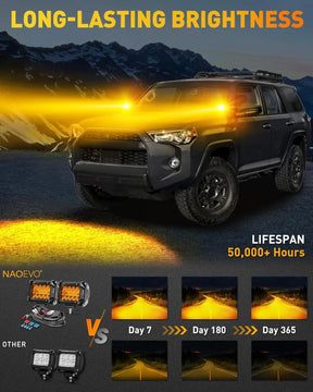 Naoevo 4 Polegada 2 pçs led pod luzes ponto inundação combo led nevoeiro condução 4x4 fora da estrada luzes de trabalho para caminhão barco atv utv jeep
