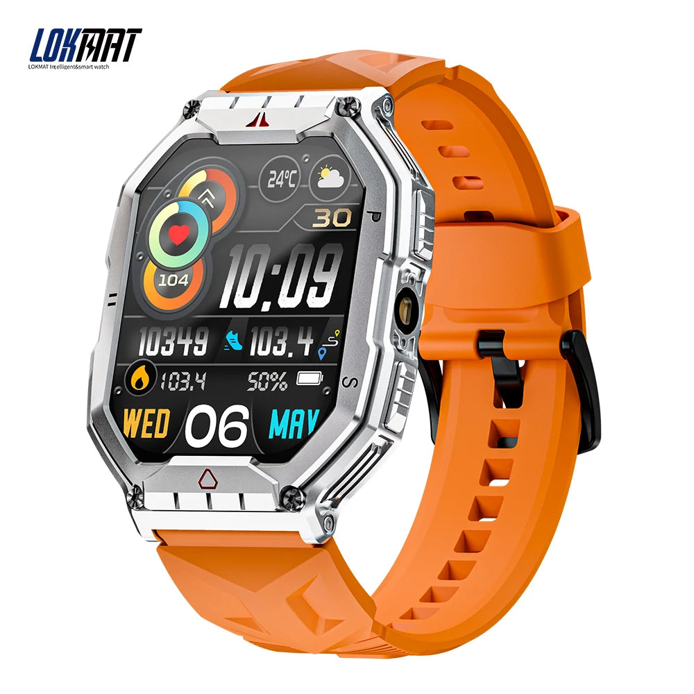 Lokmat oceano 3 pro esporte relógio inteligente robusto fitness à prova dwaterproof água smartwatches monitor de freqüência cardíaca relógio tela toque completo