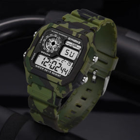 Synoke relógio digital militar ao ar livre para homens moda retro pulseira de lona de náilon esportes relógio à prova dwaterproof água multifuncional luminoso