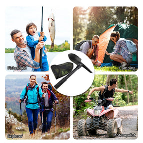 Dobrável portátil caminhão montado engenheiro pá barraca de acampamento ao ar livre pá auto-defesa ferramenta sobrevivência bússola saco de armazenamento