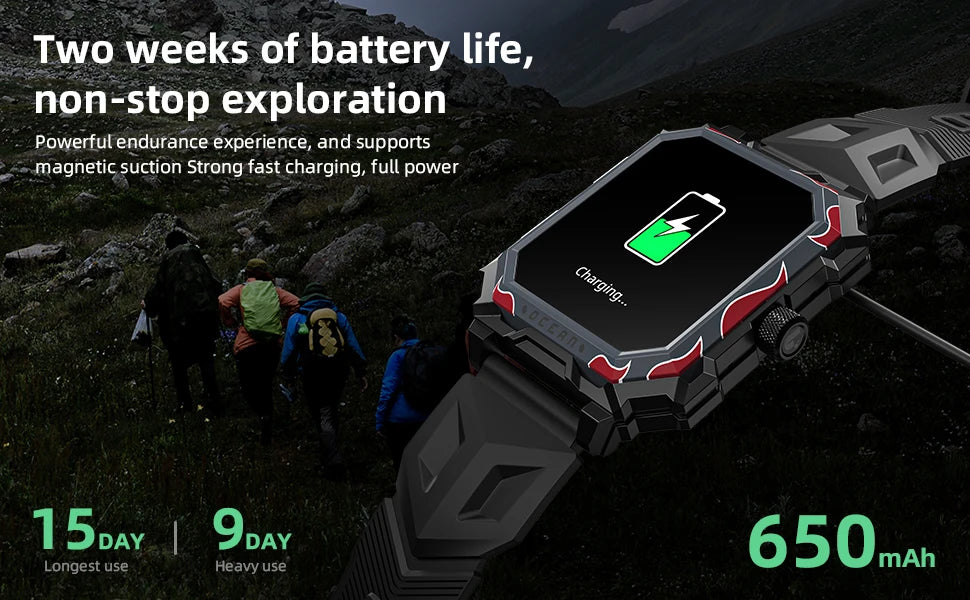 LOKMAT-Oceano Max esporte relógio inteligente, navio emblemático, impermeável, Fitness Tracker, chamadas BT, freqüência cardíaca, sangue, monitor de oxigênio, novo