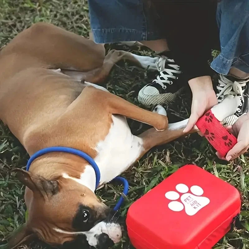Kit compacto de primeiros socorros para animais de estimação para cães e gatos - suprimentos de emergência, camping e mochilas
