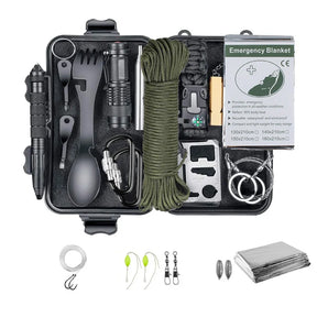 Kit profissional de sobrevivência de emergência, equipamento de acampamento multifuncional, equipamento de defesa tática, primeiros socorros, sos, aventura na selva