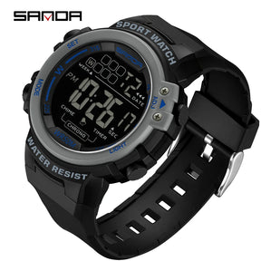 Sanda relógio masculino estilo militar g, despertador digital led, moda esportiva, display duplo, 50m, à prova d'água