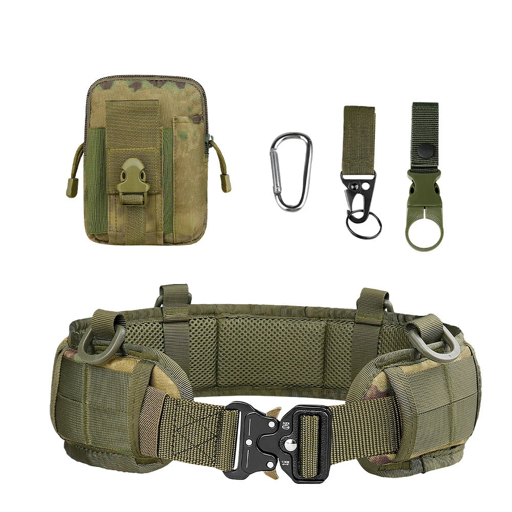 JSJM-Cinto Tático Acolchoado Ajustável para Homens, Trabalho ao Ar Livre, Combate CS, Caça, Paintball, Cintos, Bolso