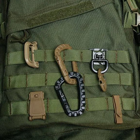 Mosquetão tático d-ring grimlock, clipe molle, fixação de webbing, sistema de trava rápida para colete militar/mochilas/bolsa/bolsa/cinto