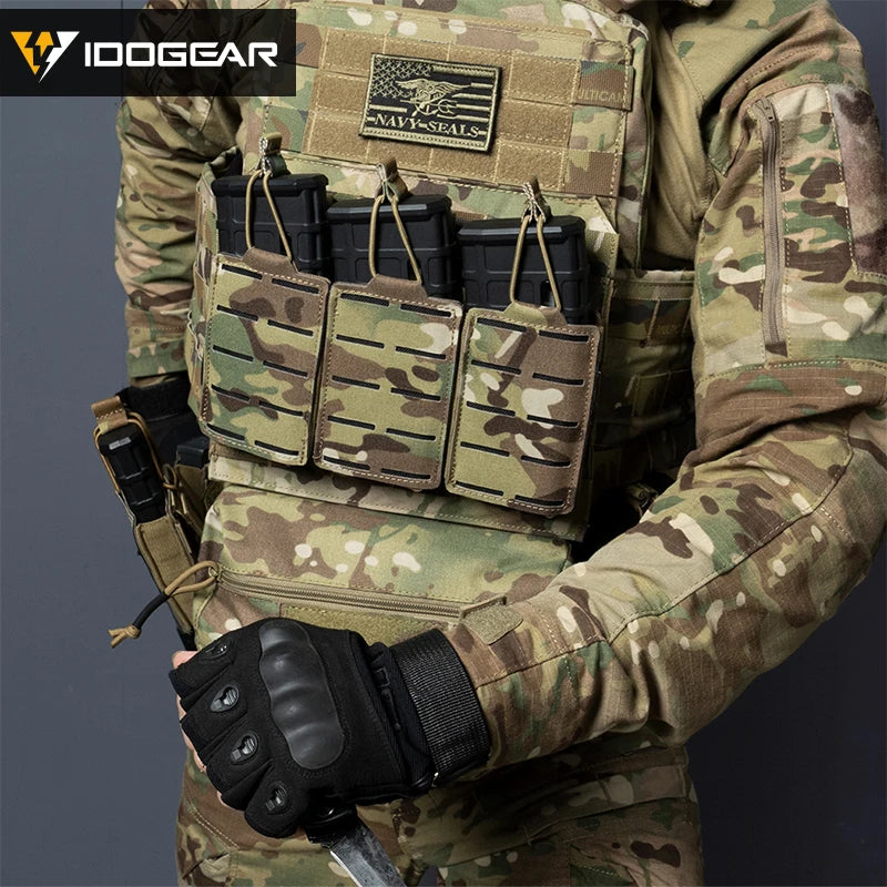 IDOGEAR Tático LSR 556 Mag Bolsa Triplo Mag Carrier MOLLE Bolsa Corte a Laser 3567