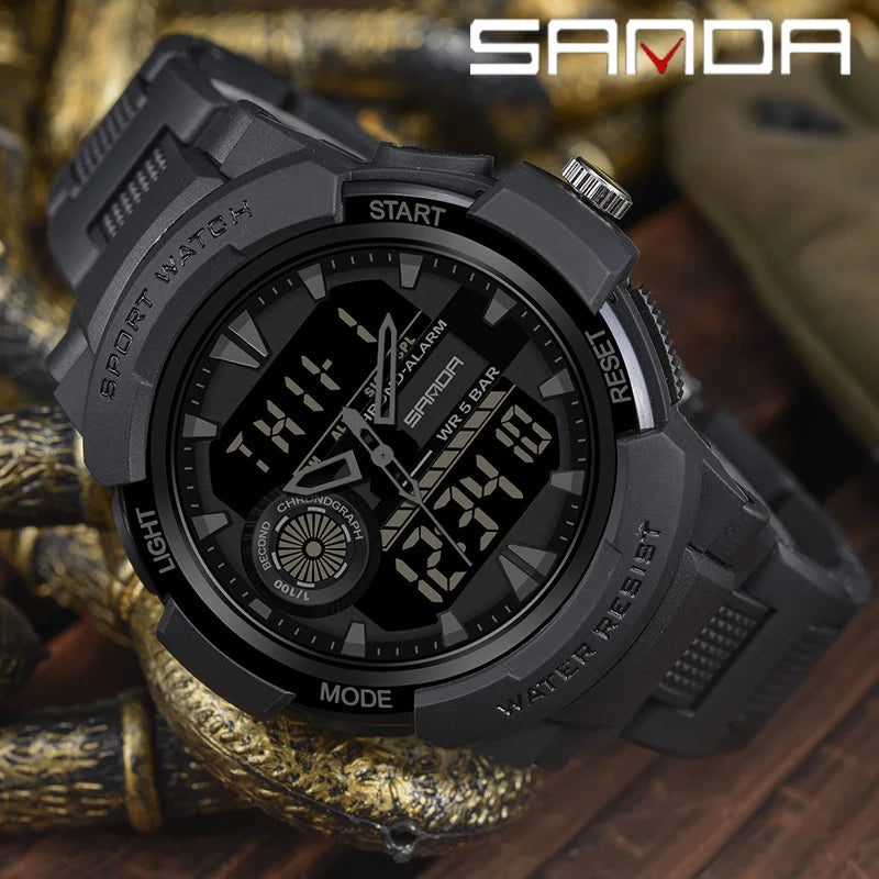 Sanda marca superior g-estilo relógio militar masculino led digital esportes cronômetro relógios homem à prova dwaterproof água relógio de pulso de quartzo eletrônico dos homens