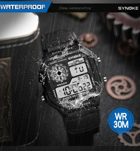 Synoke relógio digital militar ao ar livre para homens moda retro pulseira de lona de náilon esportes relógio à prova dwaterproof água multifuncional luminoso