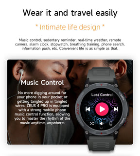 LOKMAT-Zeus 4 Pro Amoled relógio inteligente, tela redonda, BT Calls, Fitness Tracker, Monitor de freqüência cardíaca para telefone inteligente, 1,43