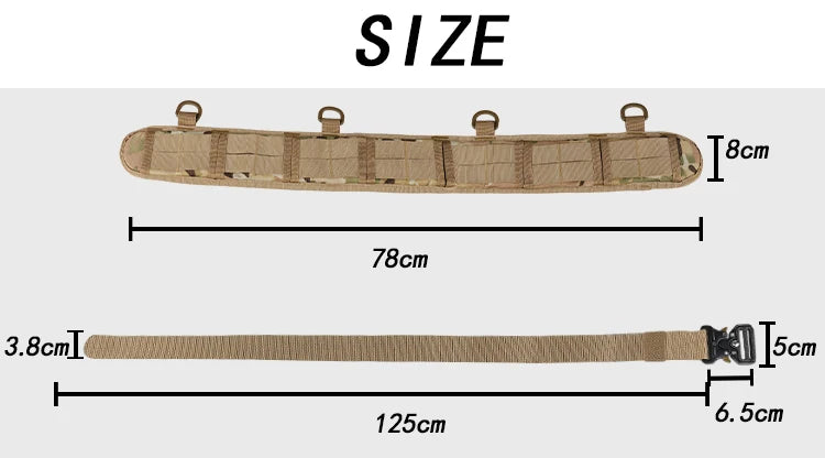 JSJM-Cinto Tático Acolchoado Ajustável para Homens, Trabalho ao Ar Livre, Combate CS, Caça, Paintball, Cintos, Bolso