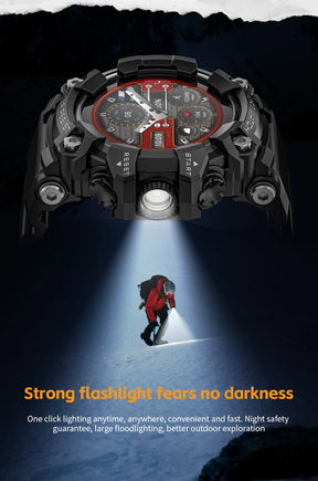 Lokmat ATTACK-GT atualização esporte relógio inteligente à prova dwaterproof água bluetooth chamadas robustos smartwatches lanterna rastreador de fitness para o telefone