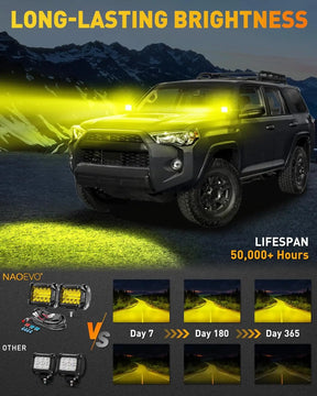 Naoevo 4 Polegada 2 pçs led pod luzes ponto inundação combo led nevoeiro condução 4x4 fora da estrada luzes de trabalho para caminhão barco atv utv jeep