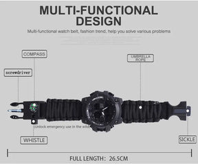 Addies novo esportes ao ar livre led digital relógio masculino bússola assobios à prova dwaterproof água multifuncional relógio de quartzo do exército relogio masculino