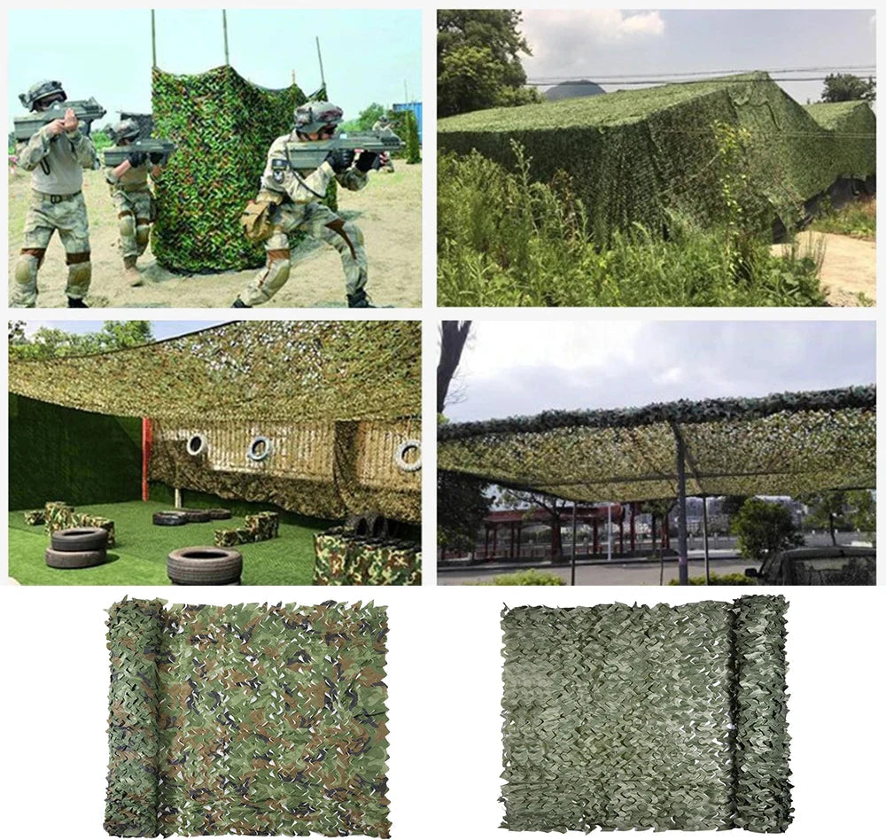 Rede camuflada para acampamento ao ar livre, guarda-sol, malha camuflada para caça, tiro, carro, festa militar, abrigo solar