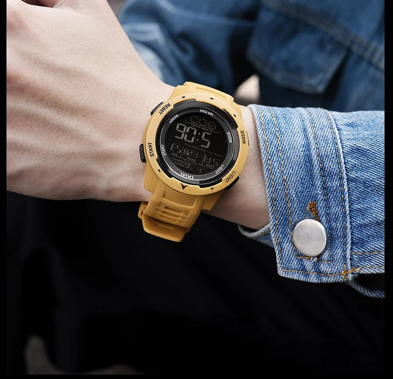 SMAEL-8105 Relógios digitais para homens, esportes LED relógios de pulso, relógio impermeável, cronômetro luz digital, 50m