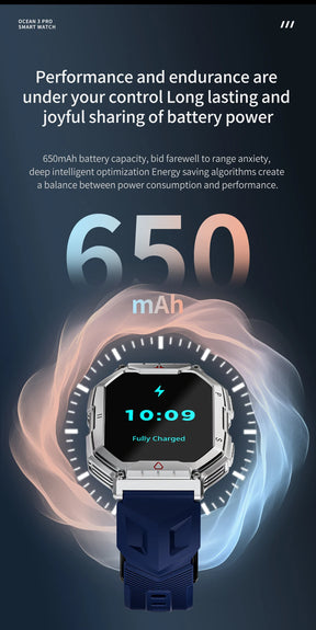 Lokmat oceano 3 pro esporte relógio inteligente robusto fitness à prova dwaterproof água smartwatches monitor de freqüência cardíaca relógio tela toque completo