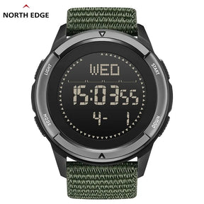 North edge relógio masculino alpes 45mm esportes ao ar livre natação metrônomo bússola à prova dwaterproof água caso de fibra carbono pulseira de náilon relógio masculino