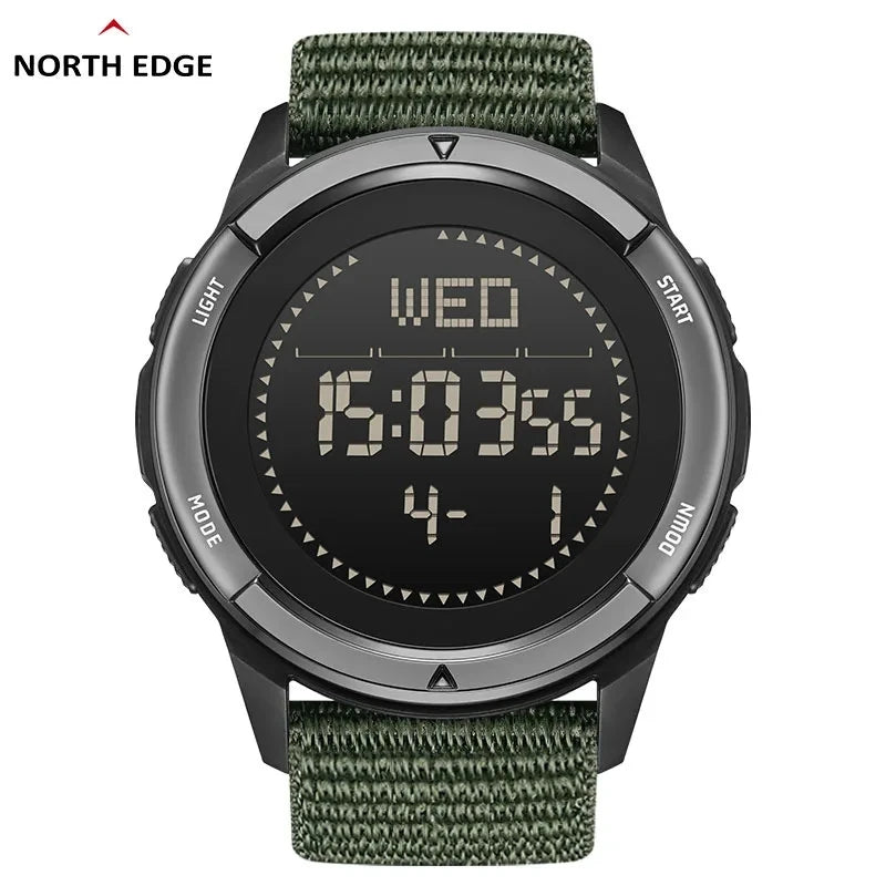 North edge relógio masculino alpes 45mm esportes ao ar livre natação metrônomo bússola à prova dwaterproof água caso de fibra carbono pulseira de náilon relógio masculino