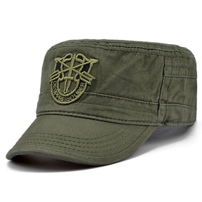 Boné militar de camuflagem unisex com escudo bordado, chapéus casuais ajustáveis, parte superior plana, capitão, ao ar livre, primavera, outono