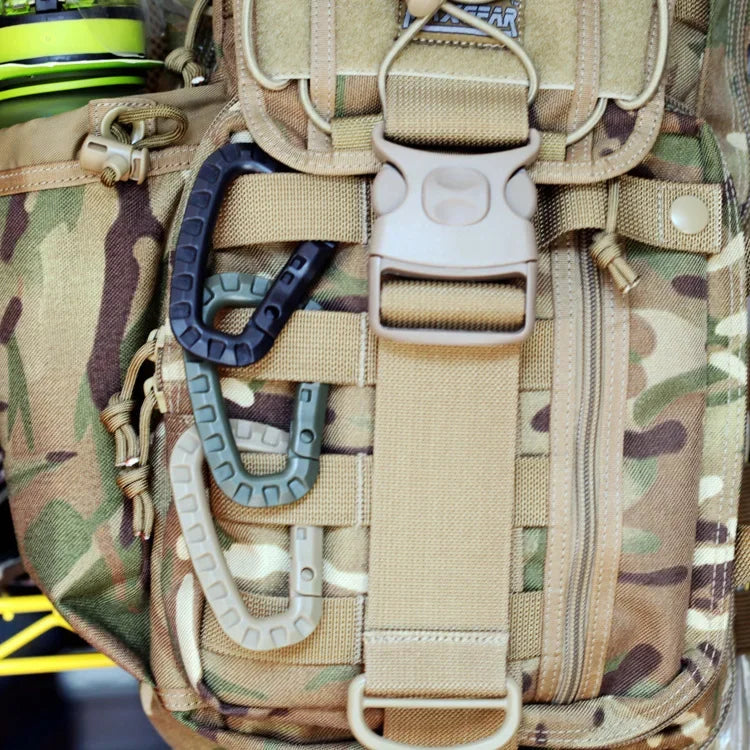 Mosquetão tático d-ring grimlock, clipe molle, fixação de webbing, sistema de trava rápida para colete militar/mochilas/bolsa/bolsa/cinto