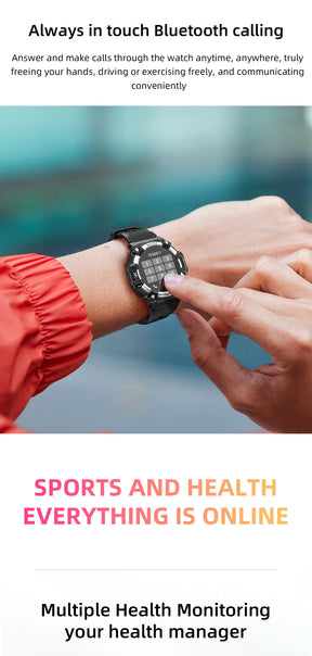 LOKMAT-ATTACK 2 PRO Sport Smart Watch, tela de toque redonda completa, chamadas Bluetooth, rastreador de fitness, smartwatches, monitor de freqüência cardíaca