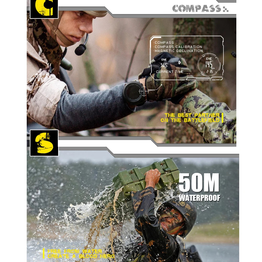 North edge esporte masculino relógio digital horas correndo natação militar do exército relógios altímetro barômetro bússola à prova dwaterproof água 50m