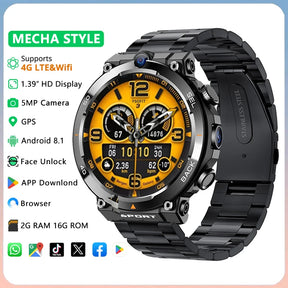 4g rede android relógio inteligente 5mp câmera dupla gps wifi nfc google play app download gratuito rosto desbloquear masculino feminino smartwatch