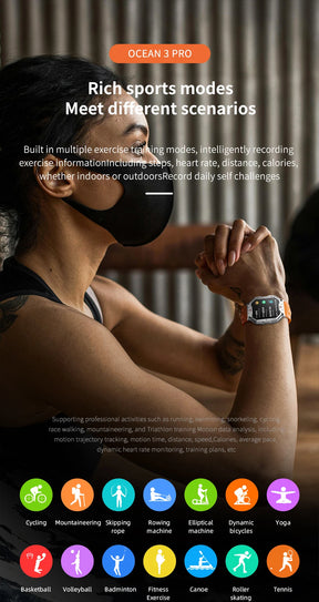Lokmat oceano 3 pro esporte relógio inteligente robusto fitness à prova dwaterproof água smartwatches monitor de freqüência cardíaca relógio tela toque completo