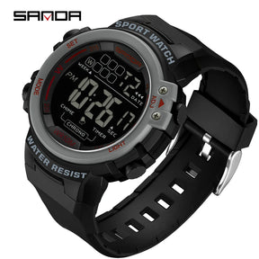 Sanda relógio masculino estilo militar g, despertador digital led, moda esportiva, display duplo, 50m, à prova d'água