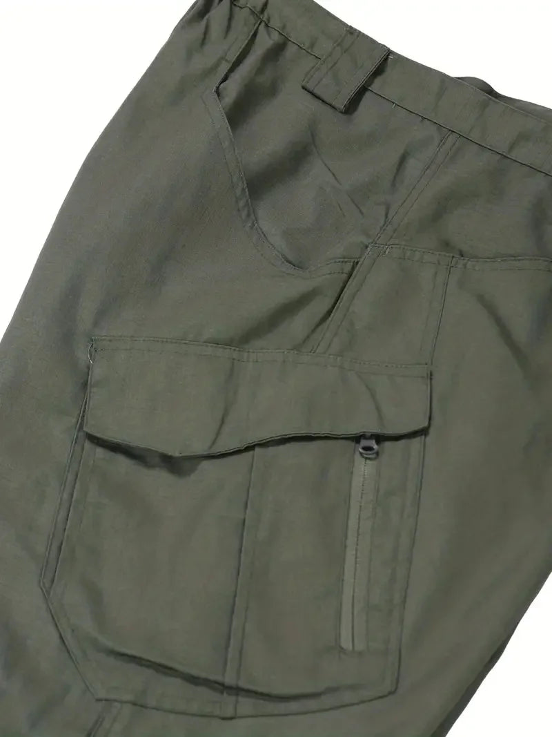 Calça cargo masculina à prova d'água, elástica, com vários bolsos, para corrida ao ar livre, plus size, calça tática para caminhada