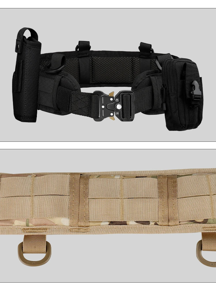 JSJM-Cinto Tático Acolchoado Ajustável para Homens, Trabalho ao Ar Livre, Combate CS, Caça, Paintball, Cintos, Bolso