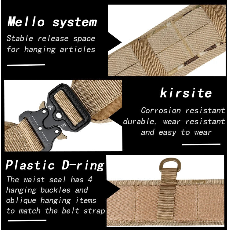 JSJM-Cinto Tático Acolchoado Ajustável para Homens, Trabalho ao Ar Livre, Combate CS, Caça, Paintball, Cintos, Bolso