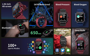 LOKMAT-Oceano Max esporte relógio inteligente, navio emblemático, impermeável, Fitness Tracker, chamadas BT, freqüência cardíaca, sangue, monitor de oxigênio, novo